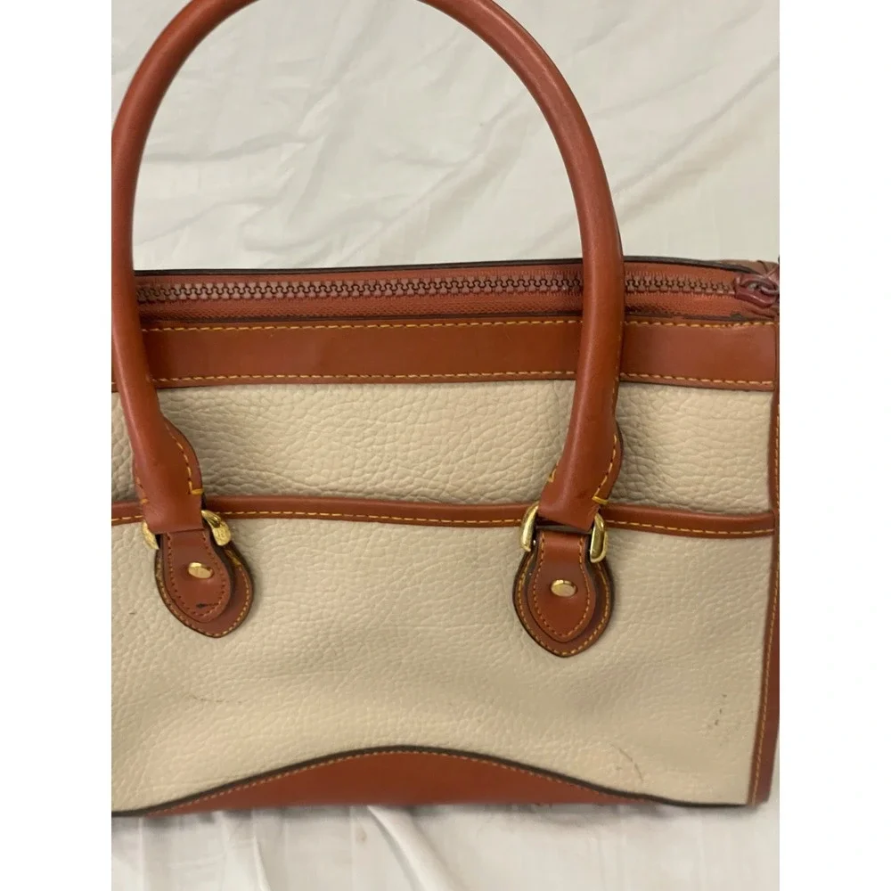 Dooney & Bourke Vintage Tan Pebble Leather Satchel Shoulder Bag VGC
